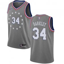 Men's Nike Philadelphia 76ers #34 Charles Barkley Swingman Gray NBA Jersey - City Edition