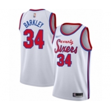 Men's Philadelphia 76ers #34 Charles Barkley Authentic White Hardwood Classics Basketball Jersey