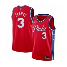 Men's Philadelphia 76ers #3 Dana Barros Authentic Red Finished Basketball Jersey - Statement Edition