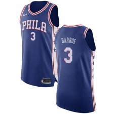 Youth Nike Philadelphia 76ers #3 Dana Barros Authentic Blue Road NBA Jersey - Icon Edition