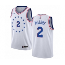 Youth Nike Philadelphia 76ers #2 Moses Malone White Swingman Jersey - Earned Edition