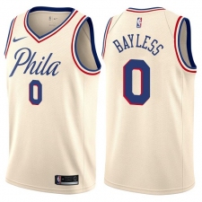 Men's Nike Philadelphia 76ers #0 Jerryd Bayless Authentic Cream NBA Jersey - City Edition
