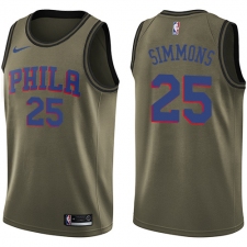 Men's Nike Philadelphia 76ers #25 Ben Simmons Swingman Green Salute to Service NBA Jersey