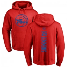 NBA Nike Philadelphia 76ers #25 Ben Simmons Red One Color Backer Pullover Hoodie
