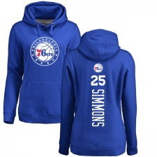 NBA Women's Nike Philadelphia 76ers #25 Ben Simmons Royal Blue Backer Pullover Hoodie