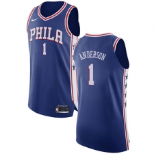 Youth Nike Philadelphia 76ers #1 Justin Anderson Authentic Blue Road NBA Jersey - Icon Edition