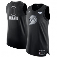Men's Nike Jordan Portland Trail Blazers #0 Damian Lillard Authentic Black 2018 All-Star Game NBA Jersey