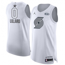 Men's Nike Jordan Portland Trail Blazers #0 Damian Lillard Authentic White 2018 All-Star Game NBA Jersey