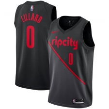 Men's Nike Portland Trail Blazers #0 Damian Lillard Swingman Black NBA Jersey - 2018 19 City Edition