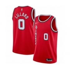 Men's Portland Trail Blazers #0 Damian Lillard Authentic Red Hardwood Classics Basketball Jersey