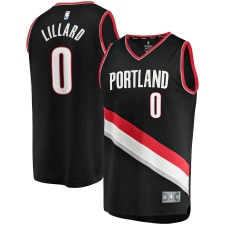 Men's Portland Trail Blazers #0 Damian Lillard Fanatics Branded Black 2020-21 Fast Break Replica Jersey