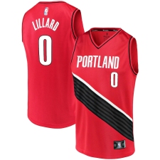 Men's Portland Trail Blazers #0 Damian Lillard Fanatics Branded Red 2020-21 Fast Break Replica Jersey
