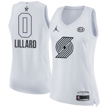 Women's Nike Jordan Portland Trail Blazers #0 Damian Lillard Swingman White 2018 All-Star Game NBA Jersey