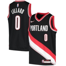Youth Portland Trail Blazers #0 Damian Lillard Nike Black 2020-21 Swingman Jersey