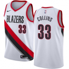 Women's Nike Portland Trail Blazers #33 Zach Collins Authentic White Home NBA Jersey - Association Edition