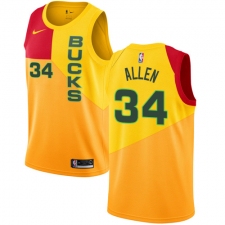 Youth Nike Milwaukee Bucks #34 Ray Allen Swingman Yellow NBA Jersey - City Edition