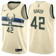 Men's Nike Milwaukee Bucks #42 Vin Baker Swingman Cream NBA Jersey - City Edition
