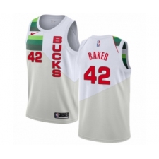 Men's Nike Milwaukee Bucks #42 Vin Baker White Swingman Jersey - Earned Edition