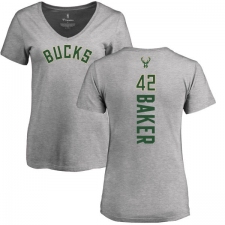 NBA Women's Nike Milwaukee Bucks #42 Vin Baker Ash Backer T-Shirt