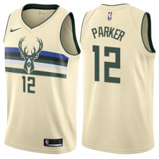 Men's Nike Milwaukee Bucks #12 Jabari Parker Swingman Cream NBA Jersey - City Edition