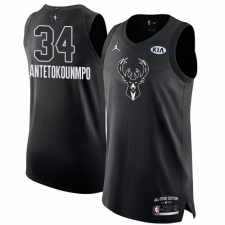 Men's Nike Jordan Milwaukee Bucks #34 Giannis Antetokounmpo Authentic Black 2018 All-Star Game NBA Jersey