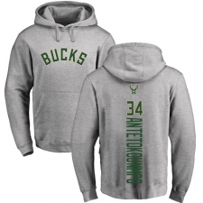 NBA Nike Milwaukee Bucks #34 Giannis Antetokounmpo Ash Backer Pullover Hoodie