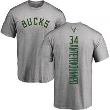 NBA Nike Milwaukee Bucks #34 Giannis Antetokounmpo Ash Backer T-Shirt