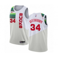 Women's Nike Milwaukee Bucks #34 Giannis Antetokounmpo White Swingman Jersey - Earned Edition