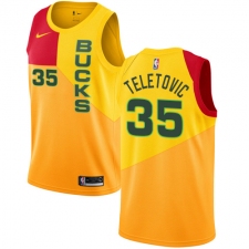 Youth Nike Milwaukee Bucks #35 Mirza Teletovic Swingman Yellow NBA Jersey - City Edition