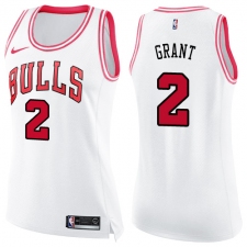 Women's Nike Chicago Bulls #2 Jerian Grant Swingman White/Pink Fashion NBA Jersey