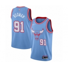 Men's Chicago Bulls #91 Dennis Rodman Swingman Blue Basketball Jersey - 2019 20 City Edition