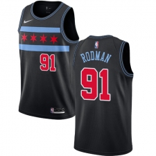 Youth Nike Chicago Bulls #91 Dennis Rodman Swingman Black NBA Jersey - City Edition