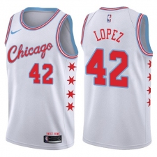Men's Nike Chicago Bulls #42 Robin Lopez Authentic White NBA Jersey - City Edition