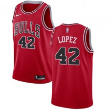 Men's Nike Chicago Bulls #42 Robin Lopez Swingman Red Road NBA Jersey - Icon Edition