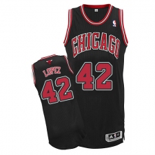 Women's Adidas Chicago Bulls #42 Robin Lopez Authentic Black Alternate NBA Jersey