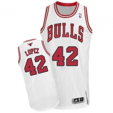 Women's Adidas Chicago Bulls #42 Robin Lopez Authentic White Home NBA Jersey