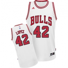 Youth Adidas Chicago Bulls #42 Robin Lopez Swingman White Home NBA Jersey