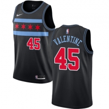 Men's Nike Chicago Bulls #45 Denzel Valentine Swingman Black NBA Jersey - City Edition