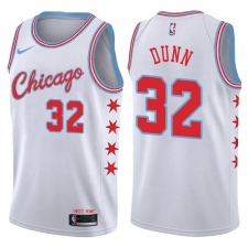 Men's Nike Chicago Bulls #32 Kris Dunn Authentic White NBA Jersey - City Edition