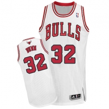 Women's Adidas Chicago Bulls #32 Kris Dunn Authentic White Home NBA Jersey