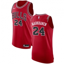 Men's Nike Chicago Bulls #24 Lauri Markkanen Authentic Red Road NBA Jersey - Icon Edition
