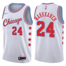 Men's Nike Chicago Bulls #24 Lauri Markkanen Authentic White NBA Jersey - City Edition
