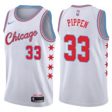 Men's Nike Chicago Bulls #33 Scottie Pippen Swingman White NBA Jersey - City Edition