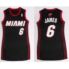 Women NBA Heat #6 LeBron James Black Dress NBA Jersey