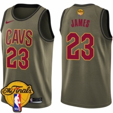 Youth Nike Cleveland Cavaliers #23 LeBron James Swingman Green Salute to Service 2018 NBA Finals Bound NBA Jersey