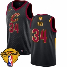 Men's Nike Cleveland Cavaliers #34 Tyrone Hill Authentic Black 2018 NBA Finals Bound NBA Jersey Statement Edition