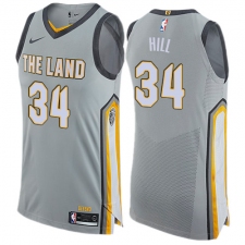 Men's Nike Cleveland Cavaliers #34 Tyrone Hill Authentic Gray NBA Jersey - City Edition