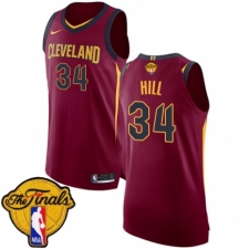 Men's Nike Cleveland Cavaliers #34 Tyrone Hill Authentic Maroon 2018 NBA Finals Bound NBA Jersey - Icon Edition
