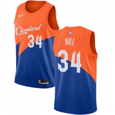 Men's Nike Cleveland Cavaliers #34 Tyrone Hill Swingman Blue NBA Jersey - City Edition