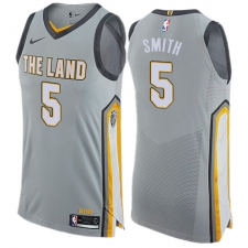 Men's Nike Cleveland Cavaliers #5 J.R. Smith Authentic Gray NBA Jersey - City Edition